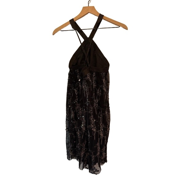 NWT En Saison Black Halter Dress Sequin Pleated Iridescent Party size XS - Picture 4 of 11